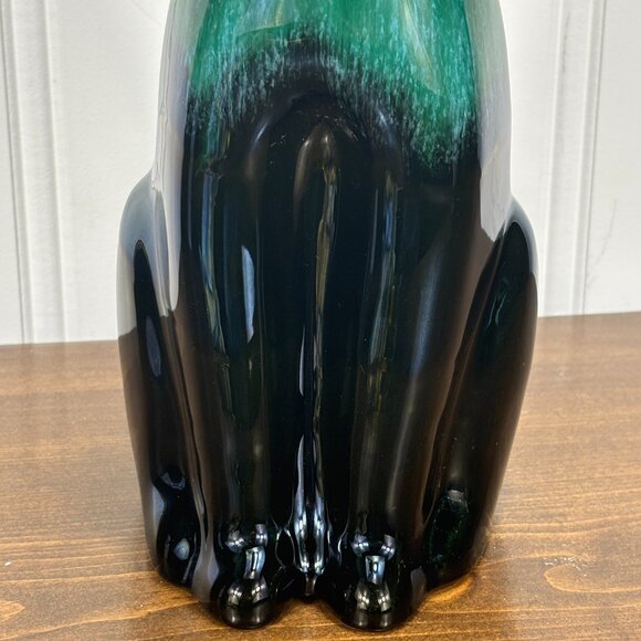 Vintage Blue Mountain Pottery Dog Statue Large Green Drip Glaze Ceramic Puppy - Picture 3 of 12